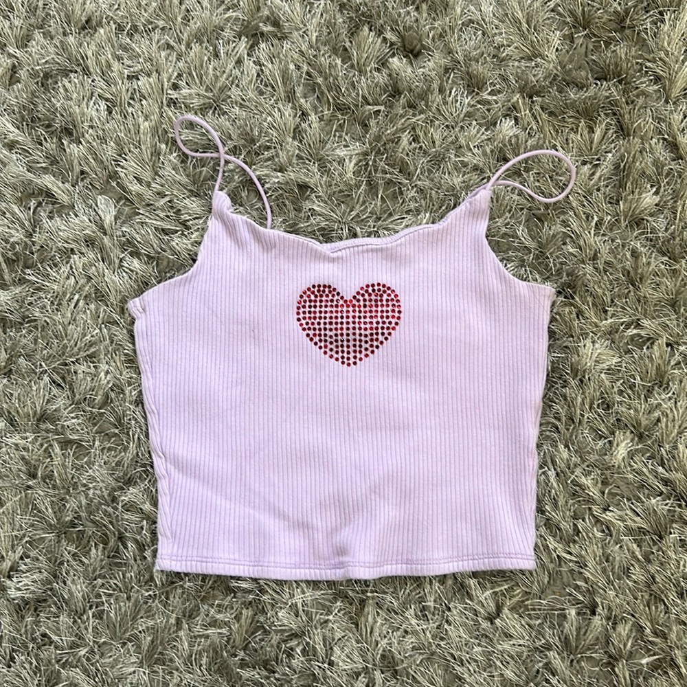 Garage Rhinestone Heart Tank Top